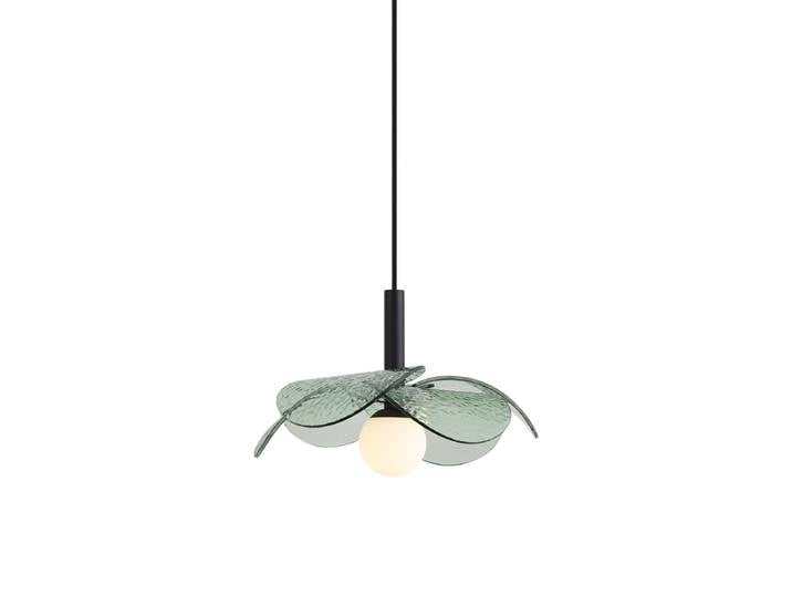 Qazqa Suspension Design Noire Avec Verre Vert - Kemner