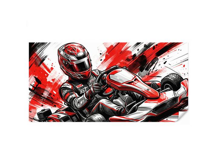 OnlyWow Kindertapete - Kart - Fahrer - Geschwindigkeit - Rot - 500x240 cm, Papier, Rechteckig, 500x240 cm, Tapeten & Wandverkleidungen, Vliestapeten