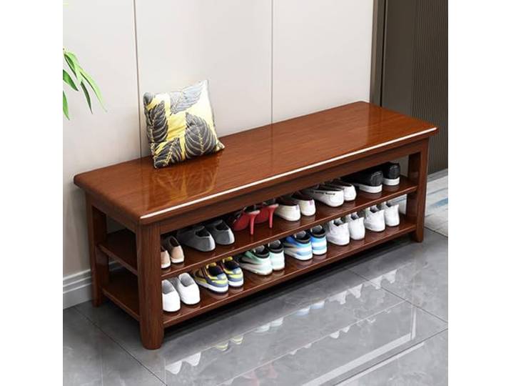 Elsaybro Holzschuhregal, 60 cm, offenes Regal für Schuhe & Accessoires, Ideal für Flur & Schlafzimmer, Heimdekoration