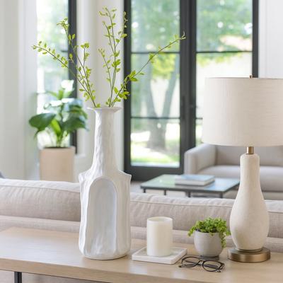 Sagebrook Home Decorative Vase - White Ceramic Sleek Design