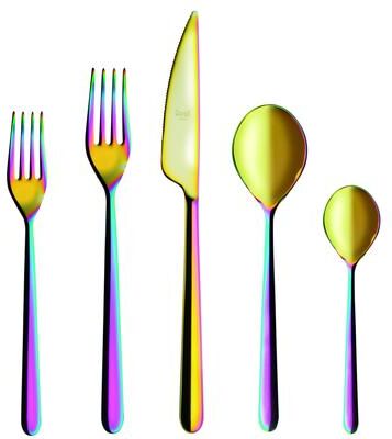 Mepra Linea Rainbow 5-piece Stainless Steel w/PVD Titanium Coating Flatware Set