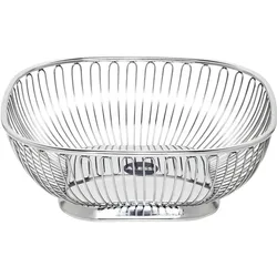 Alessi Korb viereckig 23cm, Brotaufbewahrung, Silber