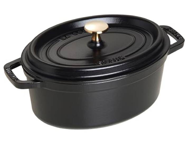 STAUB Cocotte, Gusseisen Bräter mit Deckel, 23 cm, 2,35 L, Oval, Alle Herdarten inkl Induktion, Made in France, Schwarz