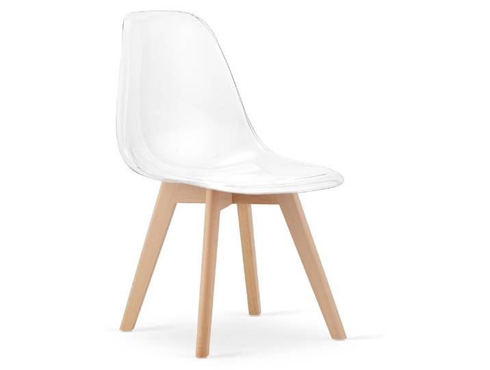 Chaise Kito en polycarbonate transparent avec pieds en hêtre