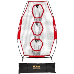 VEVOR Fußballtrainer Wurfnetz Übungsnetz (168 x 77 x 245 cm) mit 3 Zieltaschen & tragbarer Aufbewahrungstasche & Gurten, Wurfziel-Training für die Passgenauigkeit des Quarterbacks, rot