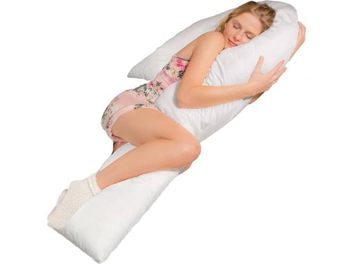 Traumreiter Seitenschläferkissen Visco J-L,Hybrid Wendekissen Kissen + 1cm Memory Foam. J Form Schwangerschaftskissen Gel Body Pillow Komfortkissen Erwachsene (ohne Bezug)