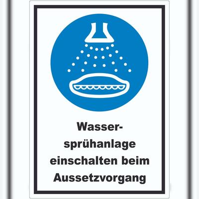HB-Druck Wassersprühanlage einschalten beim Aussetzvorgang Aufkleber A4 (210x297mm)