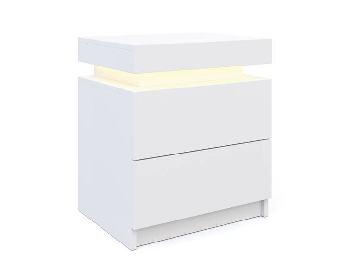 Nachttisch LED MOYA 2 Schubladen weiss