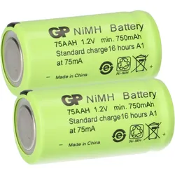2 x GP GP75AAH Akku 2/3AA Mignon NiMH Akku 1,2V 750mAh