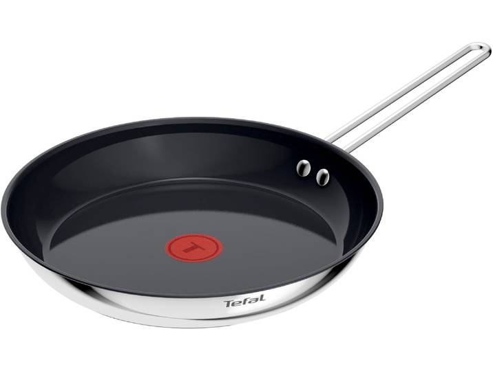 Bratpfanne TEFAL Nordica, beschichtete Pfanne Induktion, Thermo-Signal-Technologie , grau (edelstahl), B:29,4cm H:8,5cm L:49,6cm Ø:28cm, Pfannen, Bratpfanne, minimalistisches Design, robuster Griff, geeignet für alle Herdarten
