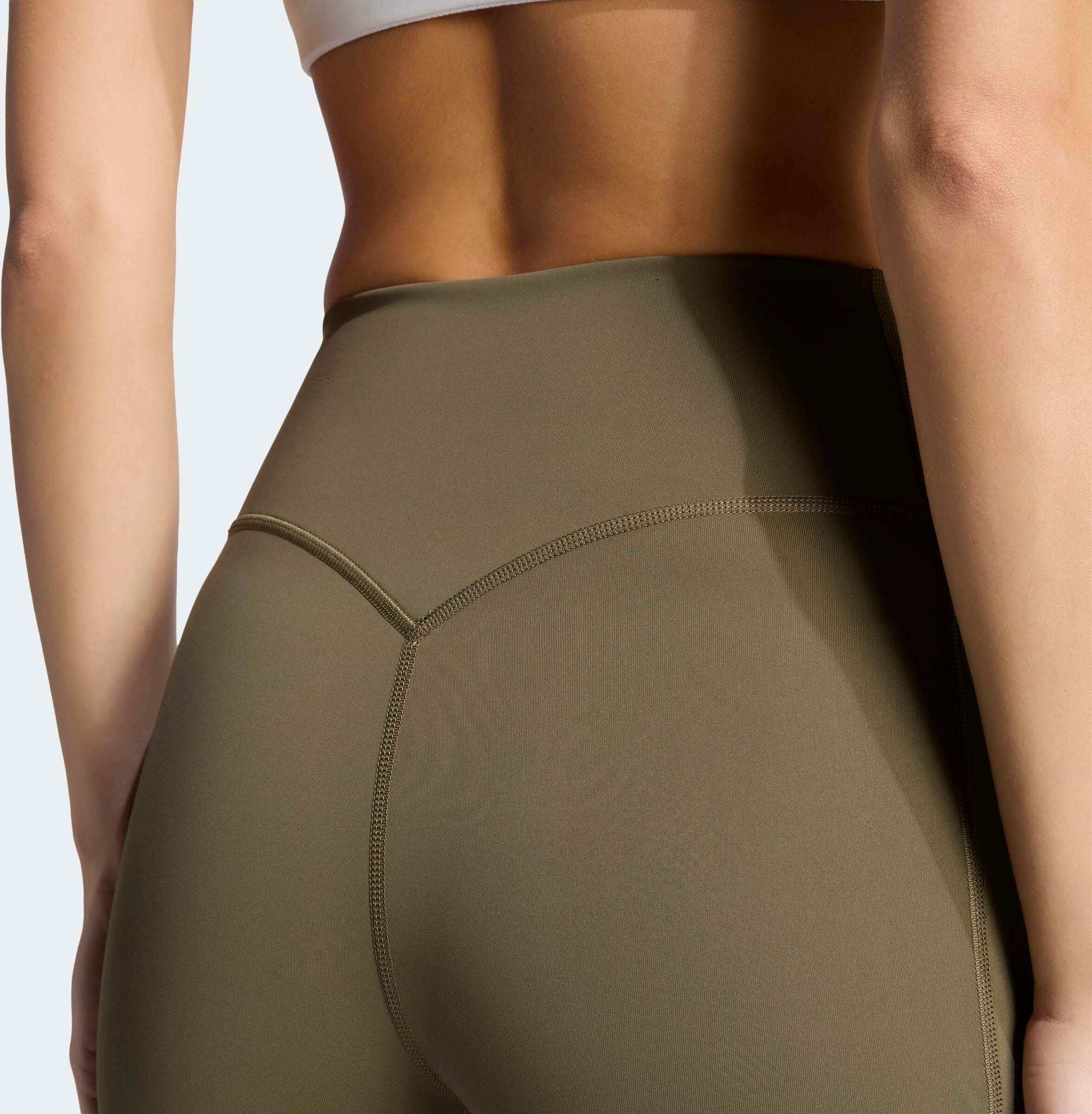 Trainingstights ADIDAS PERFORMANCE "OPTIME WORKOUT FULL LENGTH LEGGINGS", Damen, Gr. XL, N-Gr, grün (olive strata, normal, gr.), Obermaterial: 73% Polyester, 27% Elasthan, Hosen Trainingstights