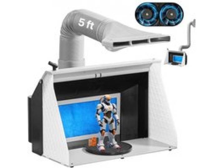 VEVOR Cabine de Peinture Aérographe Portable 545x475x370 mm, Tente de Pulvérisation avec 2 Ventilateurs, 3 Lumières LED et Tuyau d'Échappement, pour Peinture de Maquettes, d'Artisanat et de Gâteaux