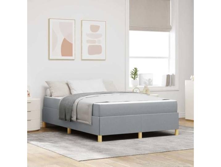 WDGJJFECNMUEHI Stoffbezug Modernes Design Bettgestell Hellgrau 140 x 190 cm Bettrahmen mit Matratze Hellgrau 140 x 190 cm Stoff Bettgestell mit Lattenrost Modernes Doppelbett mit Stauraum und