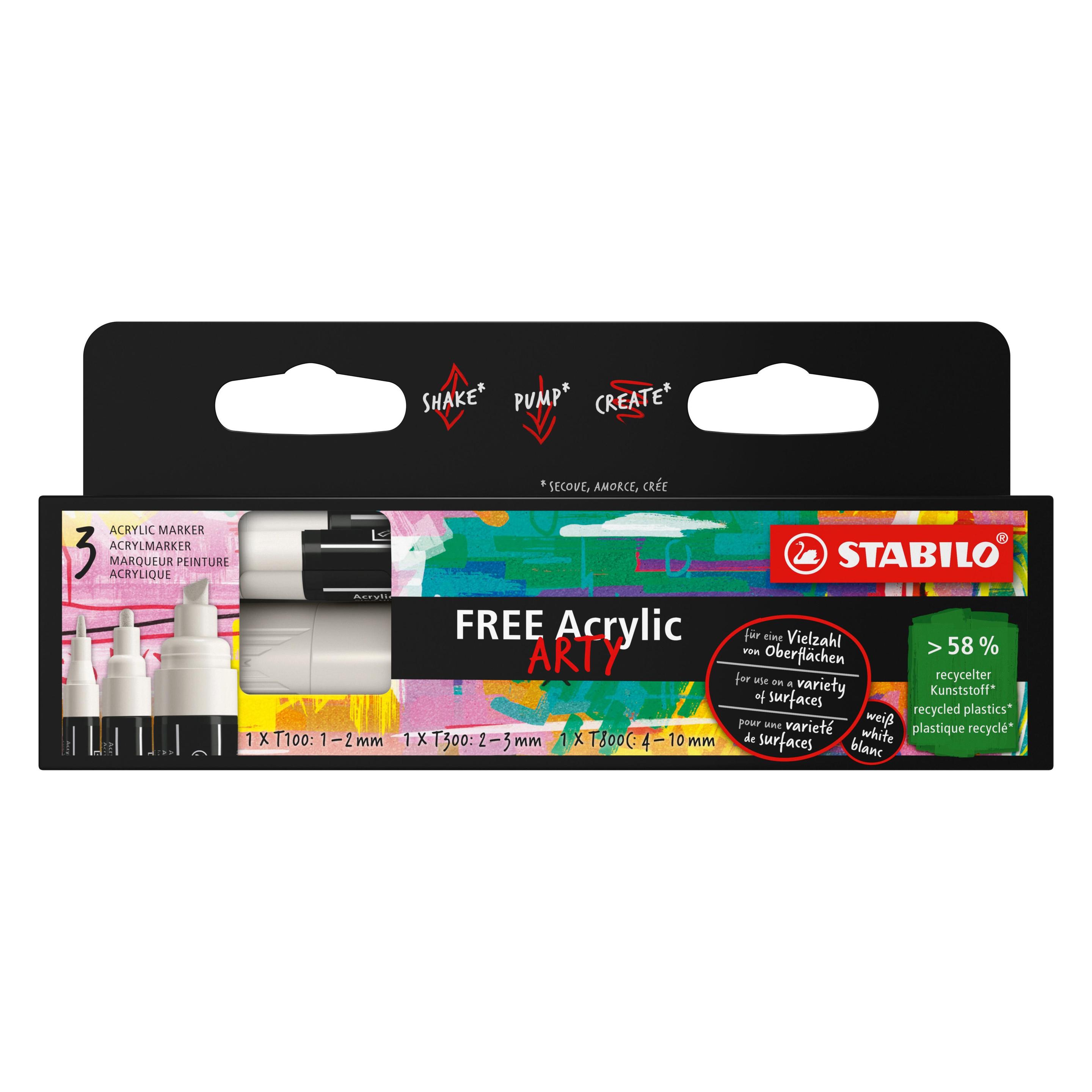 Stabilo Acrylmarker FREE Acrylic 3er Kartonetui (3x) (106913700)
