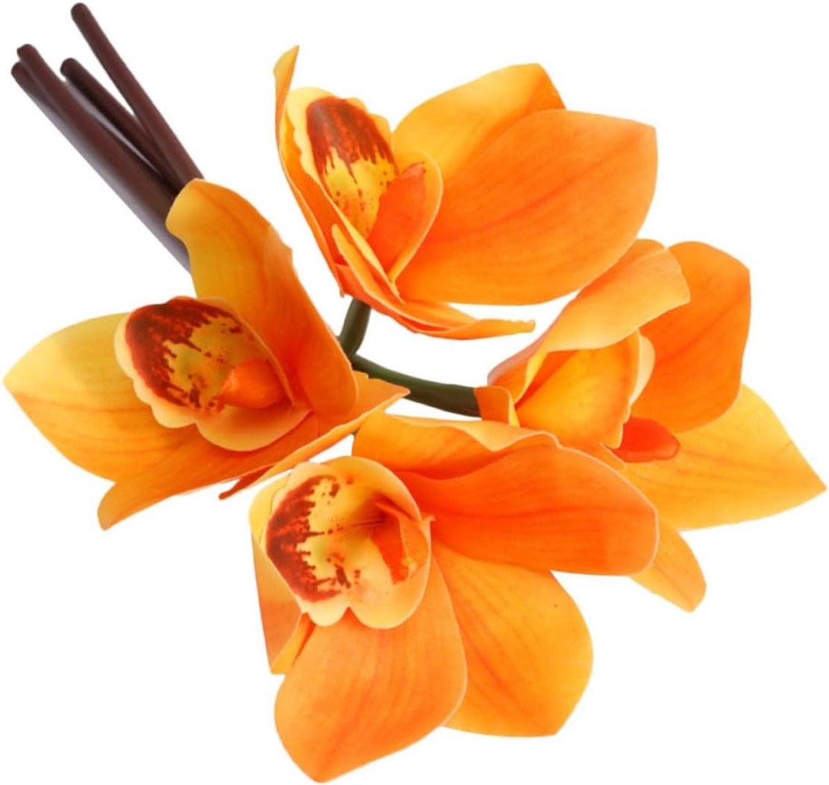 Oranje Kunstbloem Cymbidium - Levensgetrouwe Nep Orchidee voor Huisdecoratie