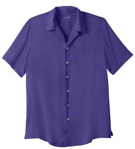 Men's Big & Tall KS Island Solid Camp Shirt by KS Island in Purple Island (Size 4XL)
