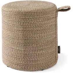 benuta Finest In- & Outdoor-Pouf Noe Natur 40x40x43 cm - Teppich für Balkon, Terrasse & Garten