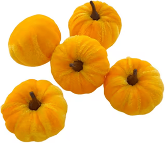 Inspire Curations 5PCS Artificial Pumpkin Set Halloween Pumpkins Foam Tabletop Decorations For Home & Party Decor yellow