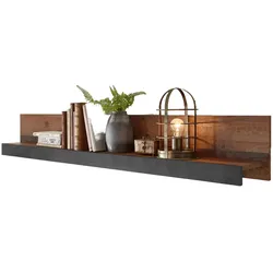 WANDBOARD Old Used Wood Shabby Design mit grau, Wandregal, 153 x 23 cm
