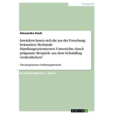 Inwiefern lassen sich die aus der Forschung bekannten Merkmale Handlungsorientierten Unterrichts durch prägnante Beispiele aus dem Schulalltag