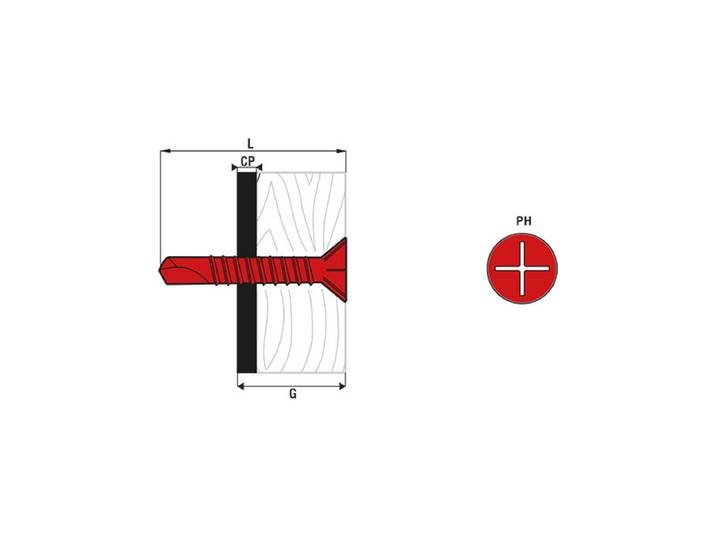 Scell-it - Vis Autoperceuse À Ailettes Tête Fraisée Cruciforme - 4.8 X 38 Mm - Boîte De 250 - Tfac48038