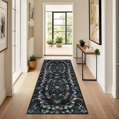 Garvee Modern Floral Wreath Insect Pattern Area Rug