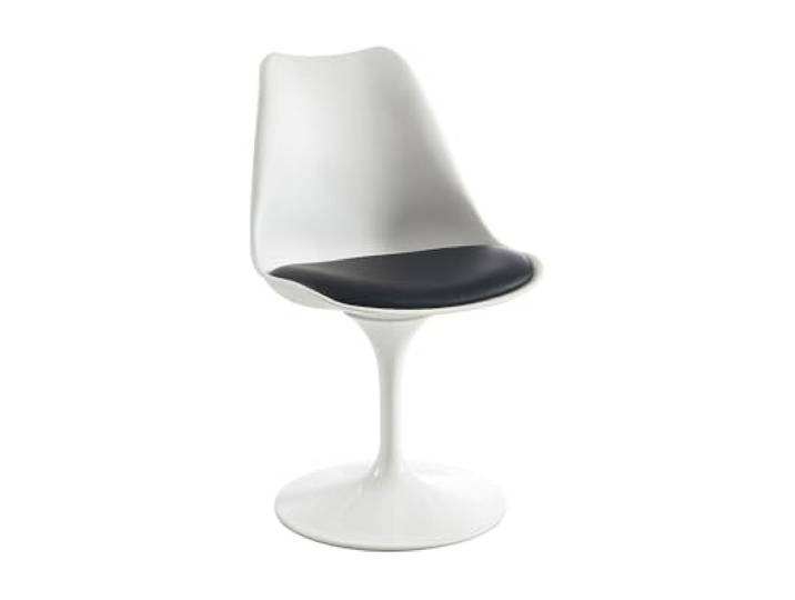 Vente-unique - Stuhl Xafy - Plastik Schwarz, Weiß 49 cmx56.5 cm Um 360° drehbarer Sitz Vom zeitlosen Tulpendesign inspiriert