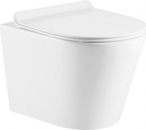 Hänge-WC, randlos, Modell ZINA - mit langsam schließendem Deckel - Weiß - Weiß - 36