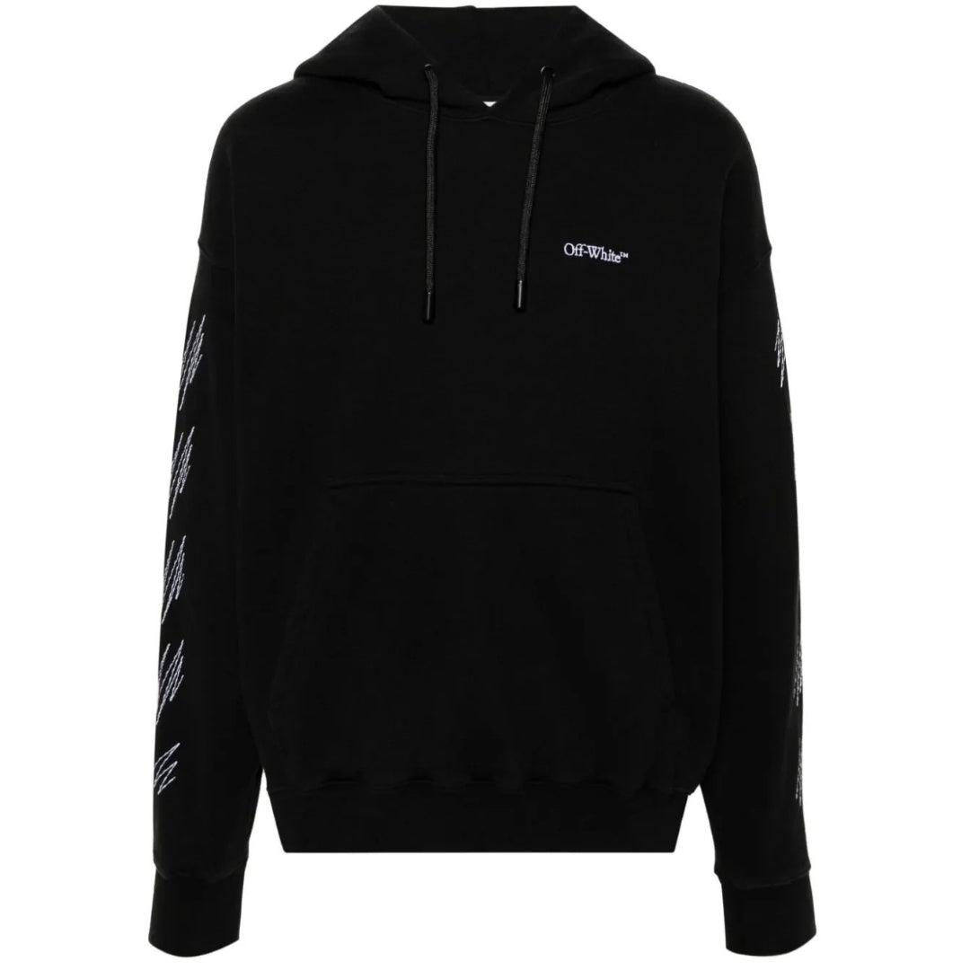 Gebroken witte Stitch Diag Design Skate Fit zwarte hoodie
