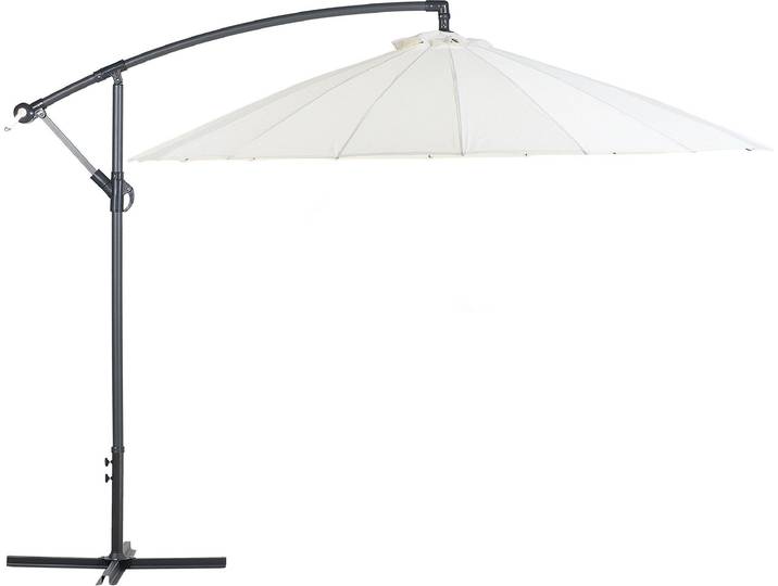 BELIANI Ampelschirm Hellbeige Polyester ⌀ 268 cm Kurbelmechanismus Garten Terrasse Balkon