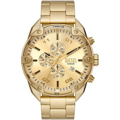 Chronograph DIESEL "Spiked", gold (goldfarben, goldfarben, goldfarben), Armbanduhren, Herren, goldfarben, Chronograph, Quarzuhr, Armbanduhr, Herrenuhr, Edelstahlarmband, analog, Tag