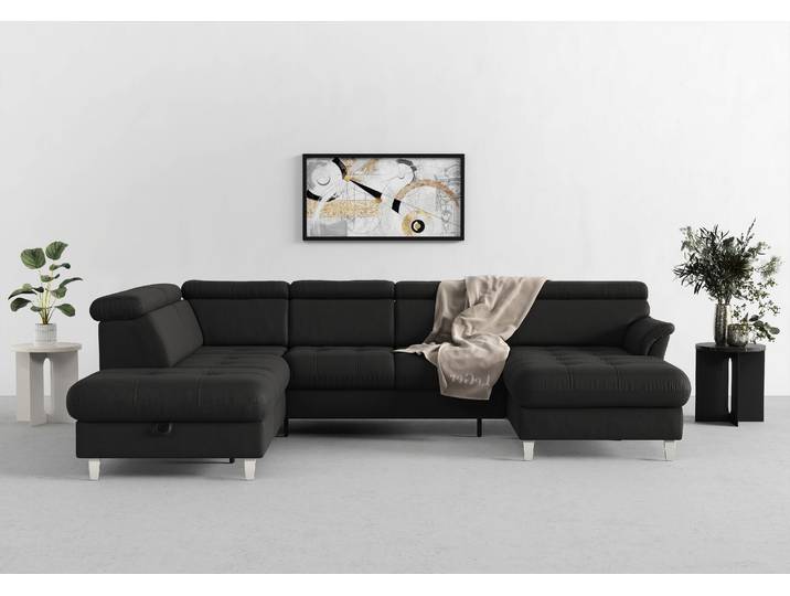 Wohnlandschaft SIT & MORE Marano U-Form , grau (anthrazit), B:304cm T:216cm, 100% Polyester, Sofas, Wohnlandschaft, inklusive Kopfteilverstellung, optional Schlaffunktion & Bettkasten