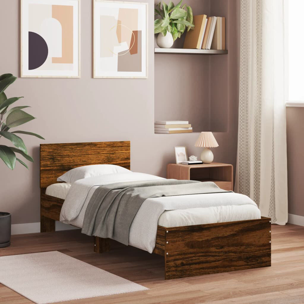 vidaXL Bed Frame Smoked Oak Single (3')