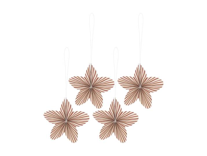Scandi Living Décorations de sapin de Noël Twinkle, pack de 4. Rouge rayé