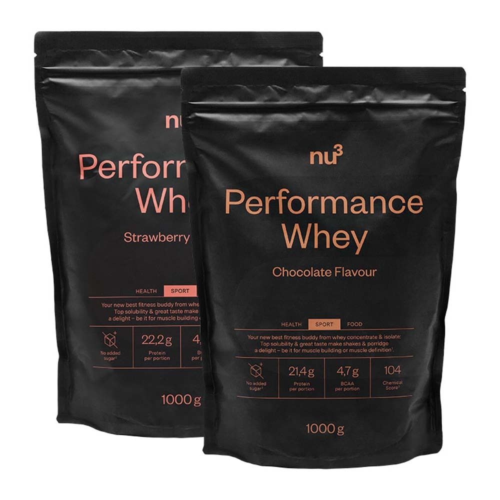 nu3 Performance Whey Probierpaket Schoko + Erdbeer 2x1000 g Pulver