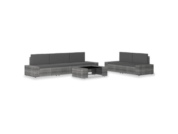 Résine tressée résistante aux intempéries Salon de jardin familial Gris 6 Salon de jardin 6 pcs Résine tressée Gris Ensemble Mobilier Extérieur avec Canapé et Table Basse pour Patio Terrasse