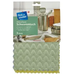 flink & sauber 3er-Pack Mikrofaser Schwammtücher mehrfarbig, 17 cm
