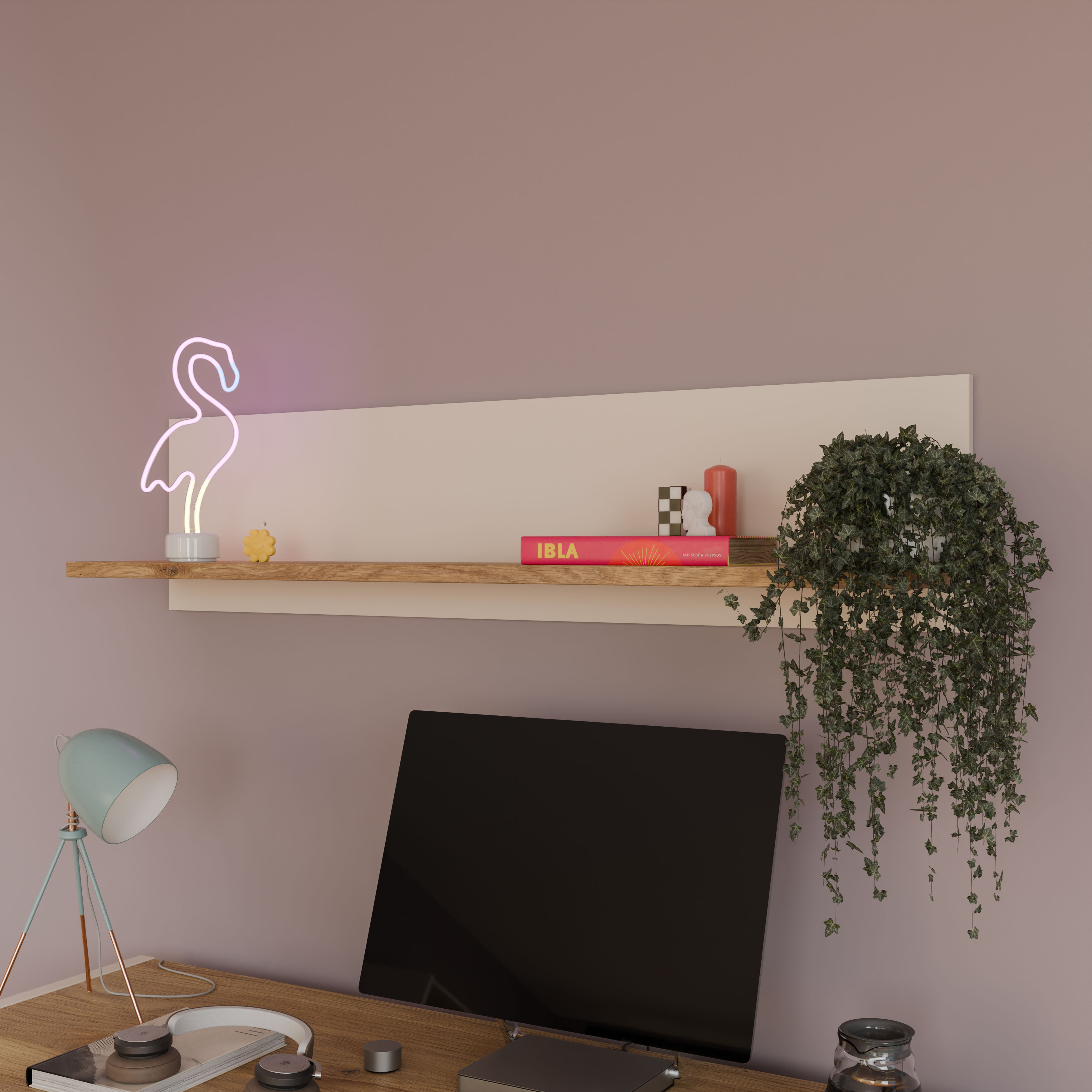 Wandboard FORTE "Oak Squere", beige (mauvella eiche, sand), B:120,4cm H:28,8cm T:21,9cm, Holzwerkstoff, Regale, Wandboard, B/H/T 120,4/28,8/21,9 mauvella eiche, sand B/H/T: 120,4cm x 28,8cm x 21,9cm