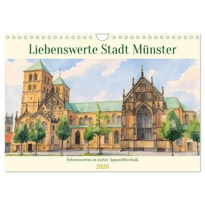 Liebenswerte Stadt Münster (Wandkalender 2026 DIN A4 quer), CALVENDO Monatskalender