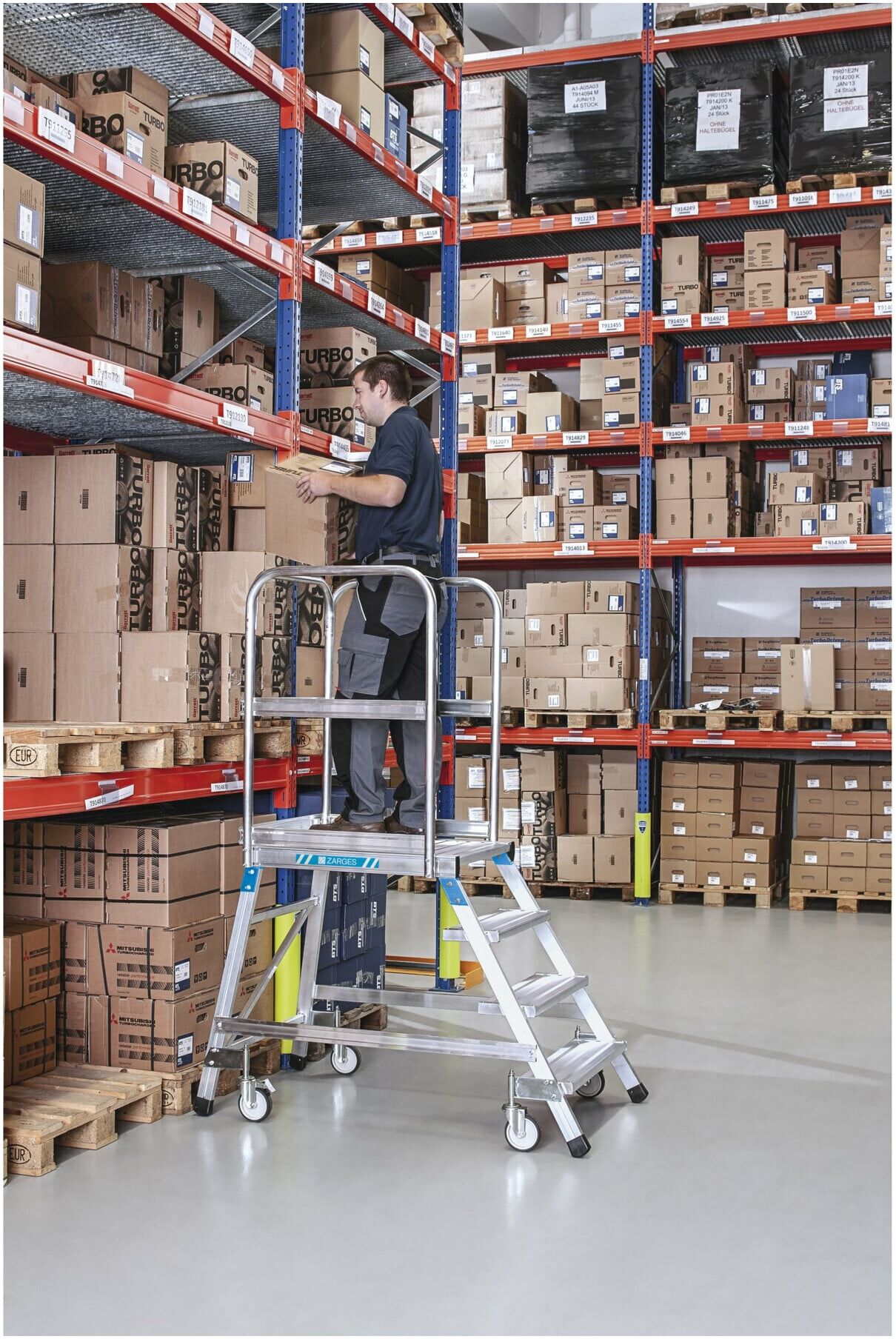 ZARGES Podesttreppe einseitig 3 Stufen/Gitter (41951)