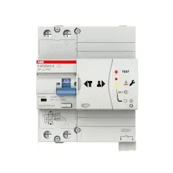 ABB F-ATI2TestA-25/0.03 FI-Schalter, 5 TE, 2P, Typ A, 25A, 30mA, kurzzeitverzögert, FI mit automatischer Prüfung (FI-Test), autom. Test ohne