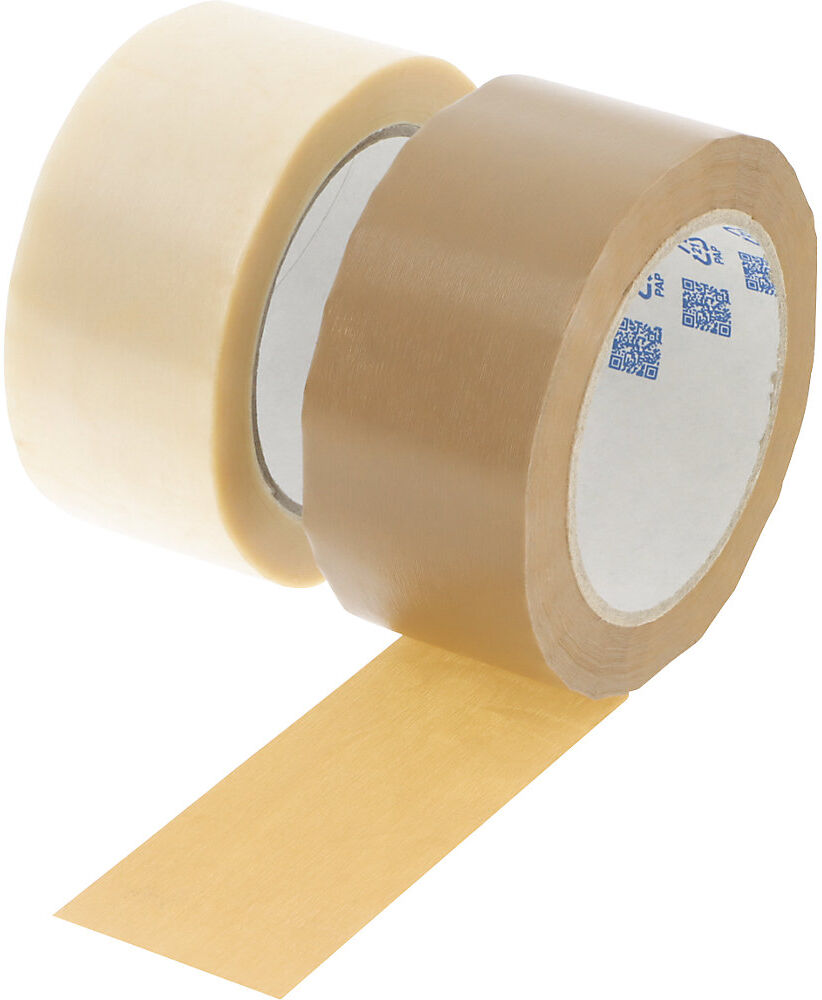 PVC-Packband mit leichtem Abrollen, geprägte Folie, VE 6 Rollen, braun, Bandbreite 50 mm ratioform