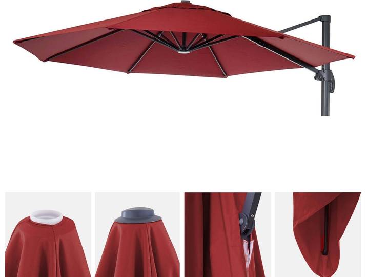 Sonnenschirmbezug HWC-A96, 8 Streben rund Ø3,5m 220g/m² Polyester, Ersatz-Bezug z.B. für Ampelschirm HWC-A96 bordeaux