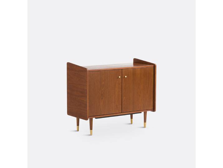LA REDOUTE Petit buffet vintage, pieds fuselés, plaqué noyer, 2 portes, RONDA Marron Noyer