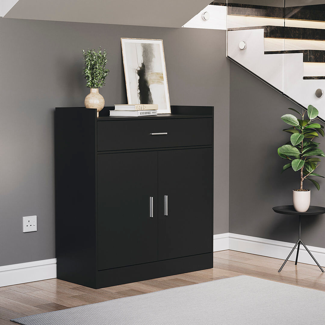 Latitude Run Muskoka Shoe Storage Cabinet Hallway Bedroom Living Room Shoe Storage Unit Black
