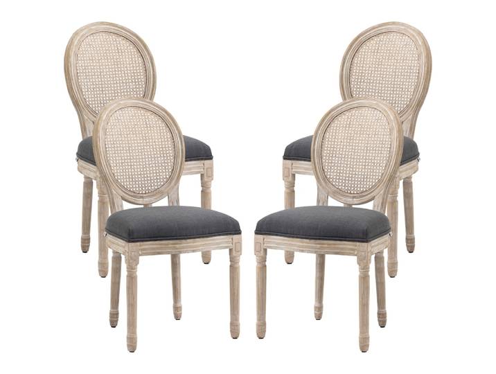 Chaise salle à manger médaillon style louis xvi bois massif gris