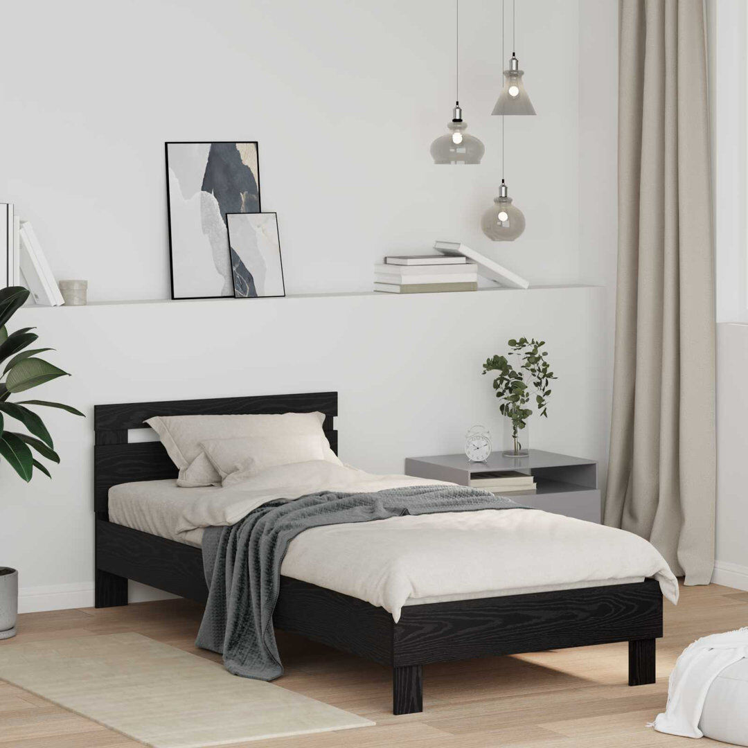 Ebern Designs Bed Black Oak 70cm H X 104cm W X 203cm L