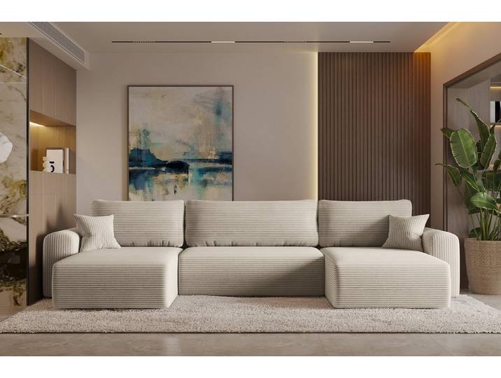Kaiser Möbel Ecksofa mit schlaffunktion und bettkasten, Sofa U-form, Couch U-form CAPRI, Sofa U-Form / Ecksofa