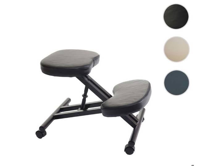 Siège assis à genoux MCW-E10 tabouret chaise bureau similicuir métal noir