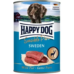HAPPY DOG 400 Gramm Hundenassfutter 6 x 400 Gramm Sensible Pure Sweden Wild Pur